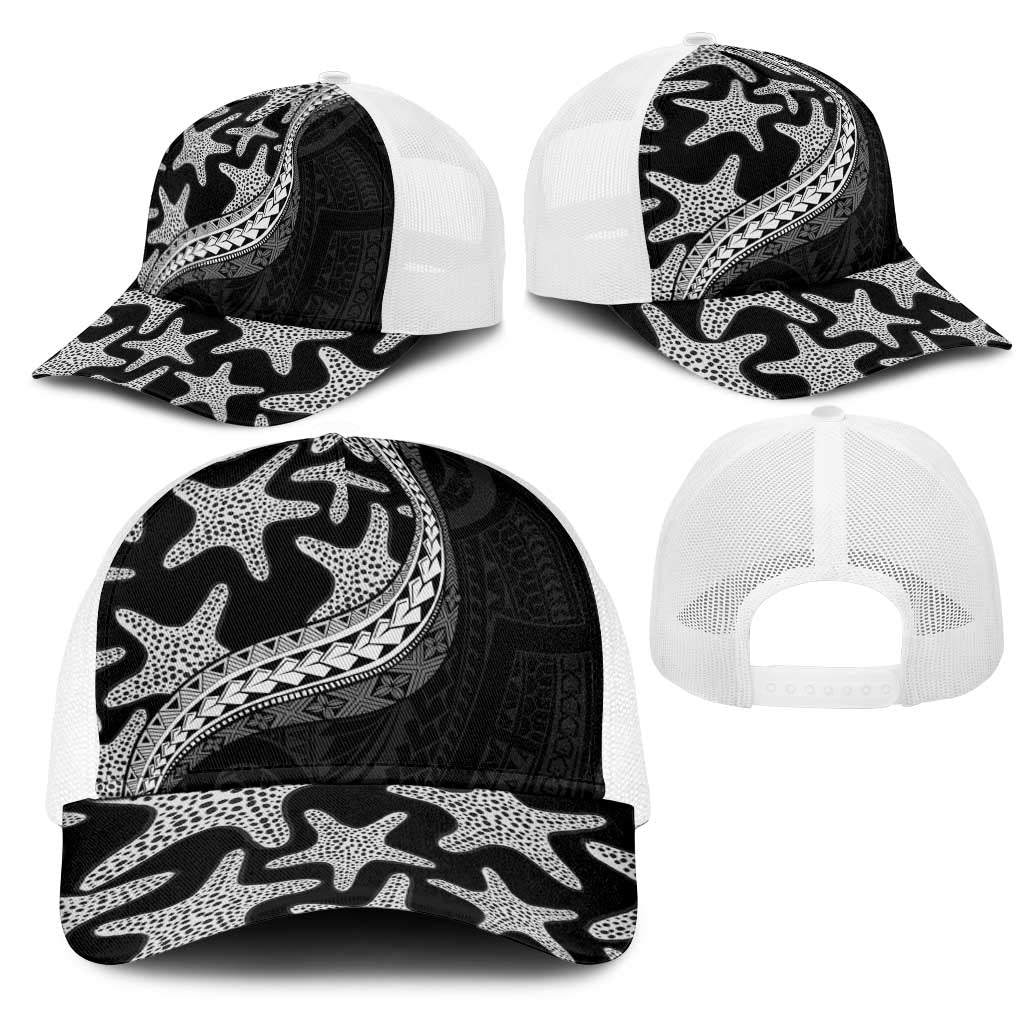 Monotone Polynesian Starfish Unique Pattern Mesh Trucker Cap LT01 - Polynesian Pride