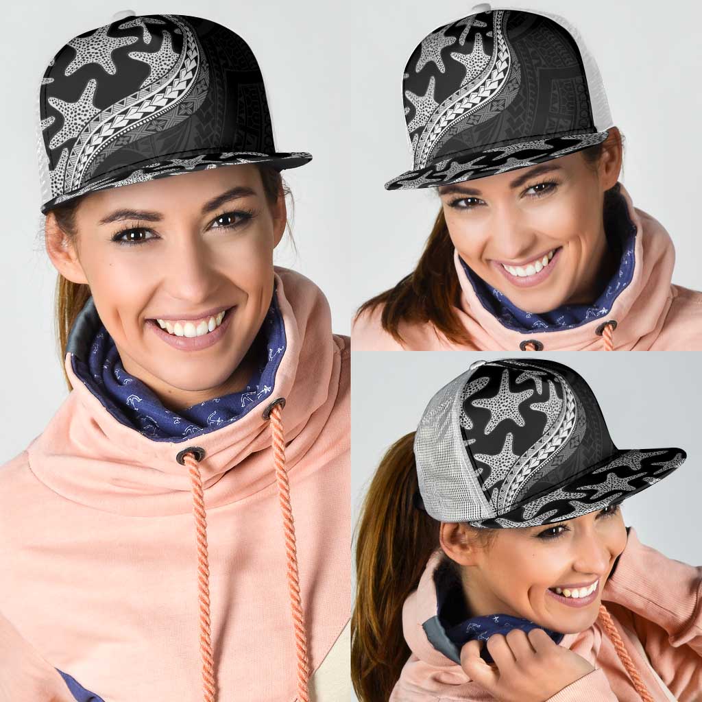 Monotone Polynesian Starfish Unique Pattern Mesh Trucker Cap LT01 - Polynesian Pride
