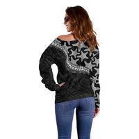 Monotone Polynesian Starfish Unique Pattern Off Shoulder Sweater LT01 - Polynesian Pride