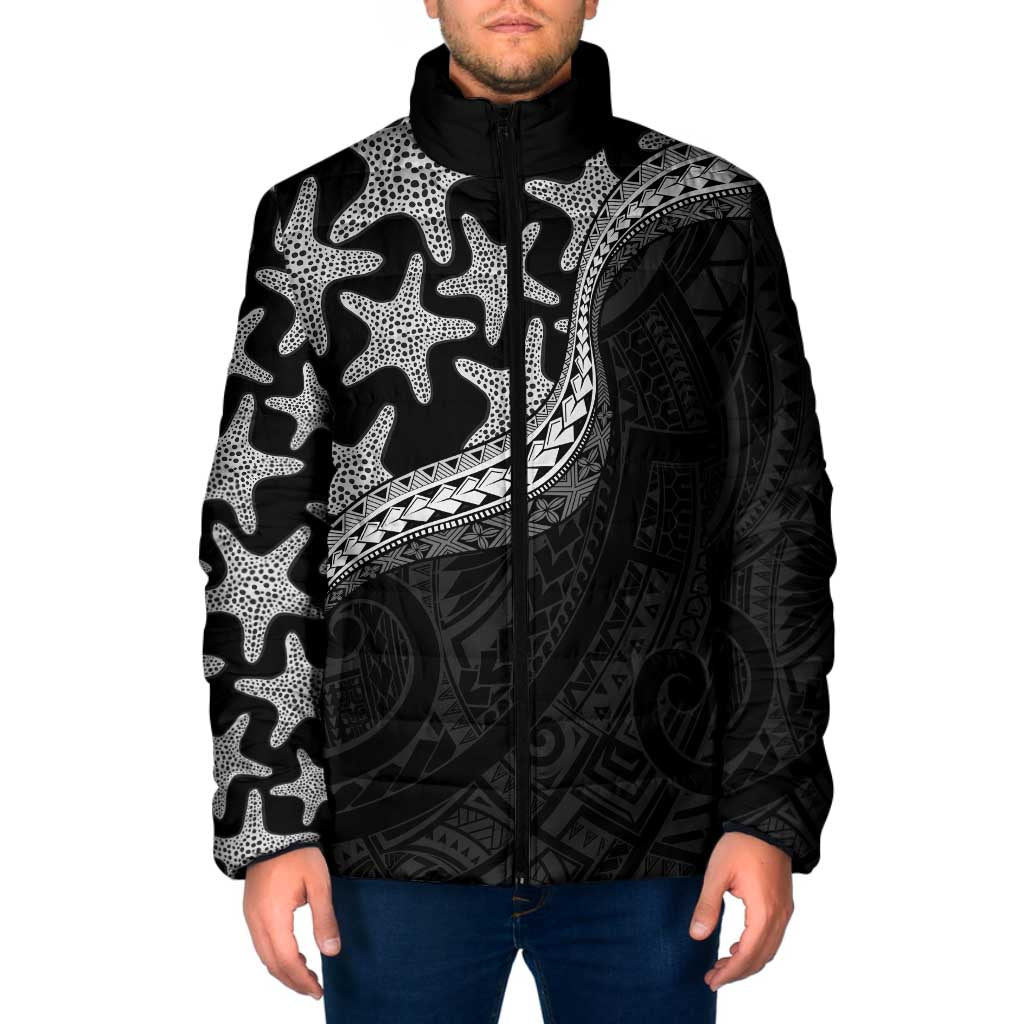 Monotone Polynesian Starfish Unique Pattern Padded Jacket LT01 Men Black - Polynesian Pride