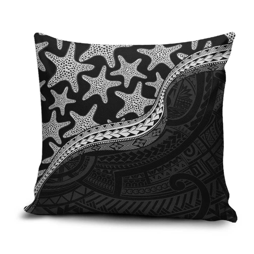 Monotone Polynesian Starfish Unique Pattern Pillow Cover LT01 Black - Polynesian Pride