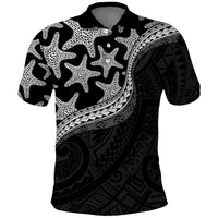 Monotone Polynesian Starfish Unique Pattern Polo Shirt LT01 Black - Polynesian Pride