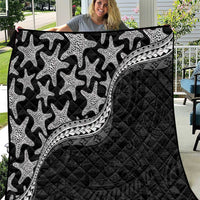 Monotone Polynesian Starfish Unique Pattern Quilt LT01 Black - Polynesian Pride