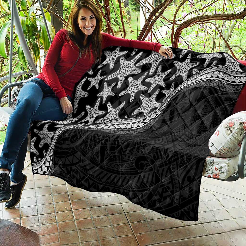 Monotone Polynesian Starfish Unique Pattern Quilt LT01 - Polynesian Pride