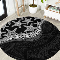 Monotone Polynesian Starfish Unique Pattern Round Carpet LT01 Black - Polynesian Pride