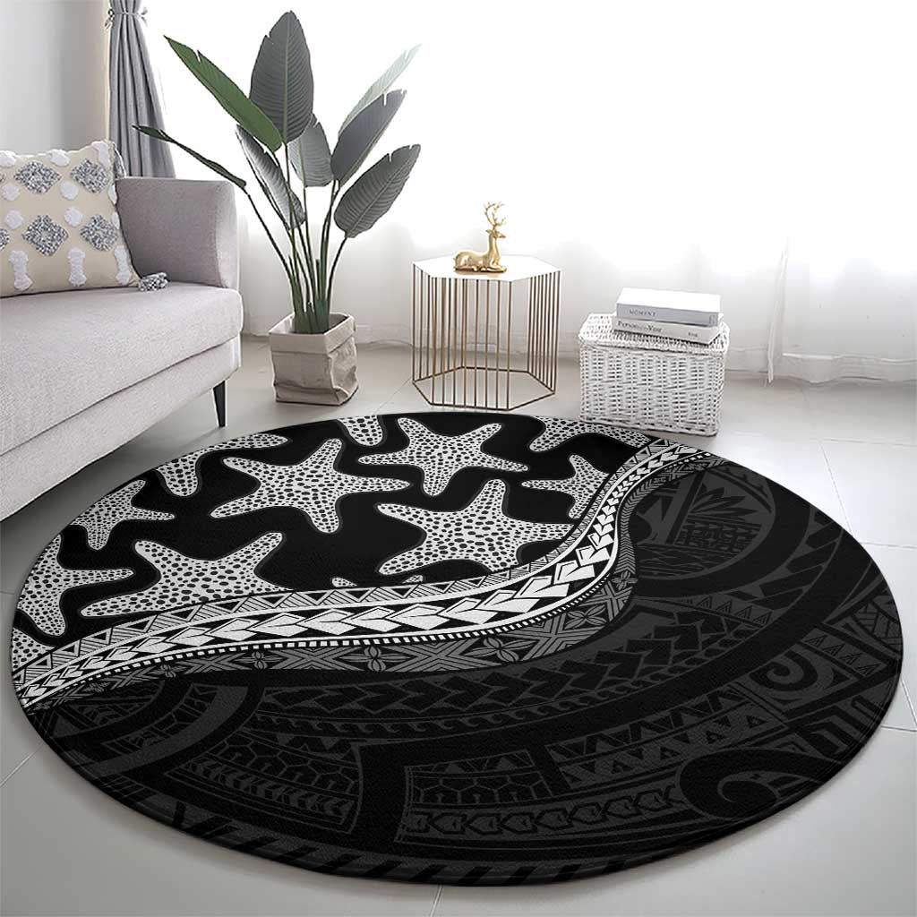 Monotone Polynesian Starfish Unique Pattern Round Carpet LT01 - Polynesian Pride