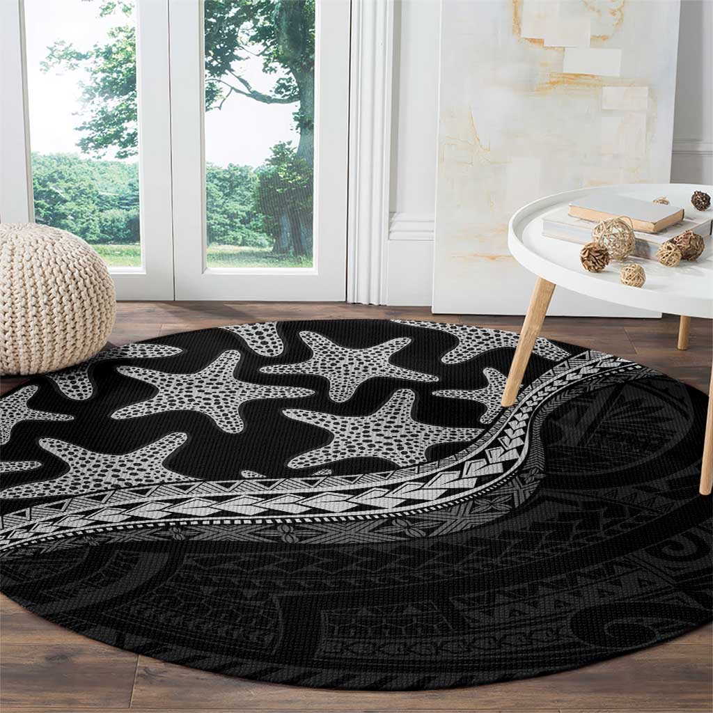 Monotone Polynesian Starfish Unique Pattern Round Carpet LT01 - Polynesian Pride