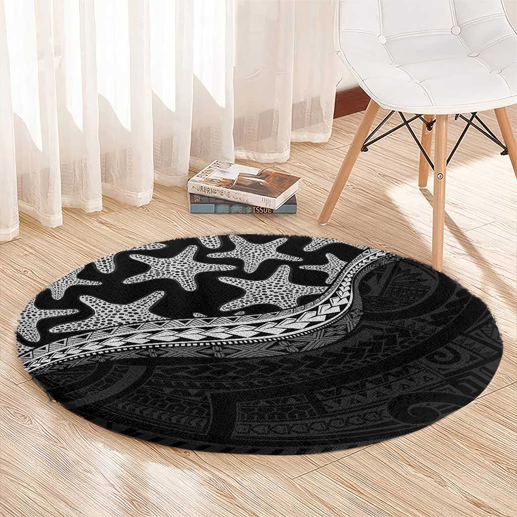 Monotone Polynesian Starfish Unique Pattern Round Carpet LT01 - Polynesian Pride
