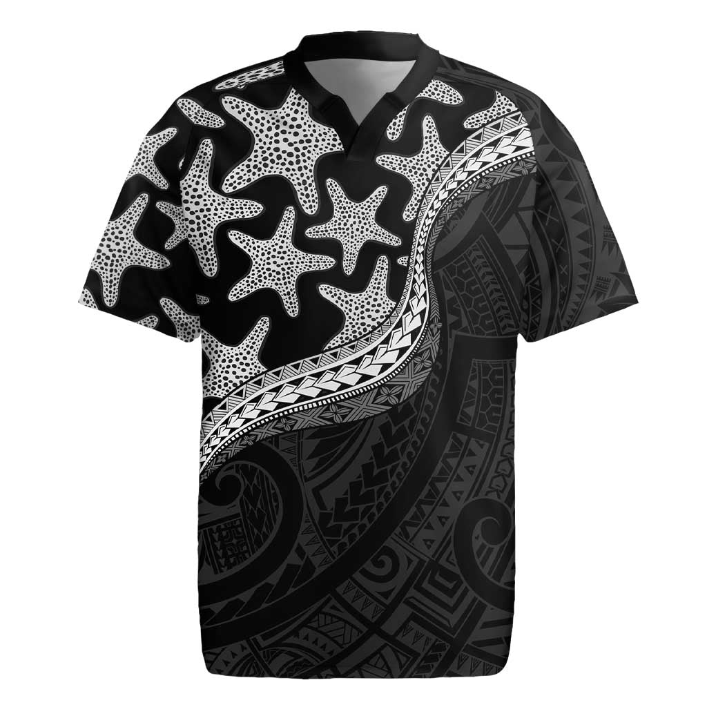 Monotone Polynesian Starfish Unique Pattern Rugby Jersey LT01 Black - Polynesian Pride