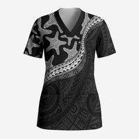 Monotone Polynesian Starfish Unique Pattern Scrub Top