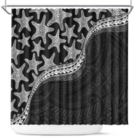 Monotone Polynesian Starfish Unique Pattern Shower Curtain LT01 Black - Polynesian Pride