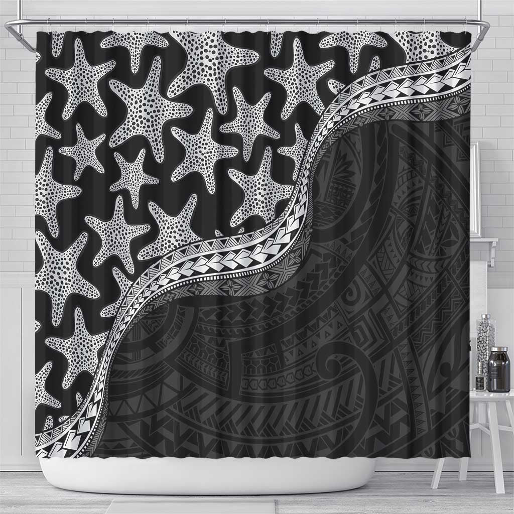 Monotone Polynesian Starfish Unique Pattern Shower Curtain LT01 - Polynesian Pride