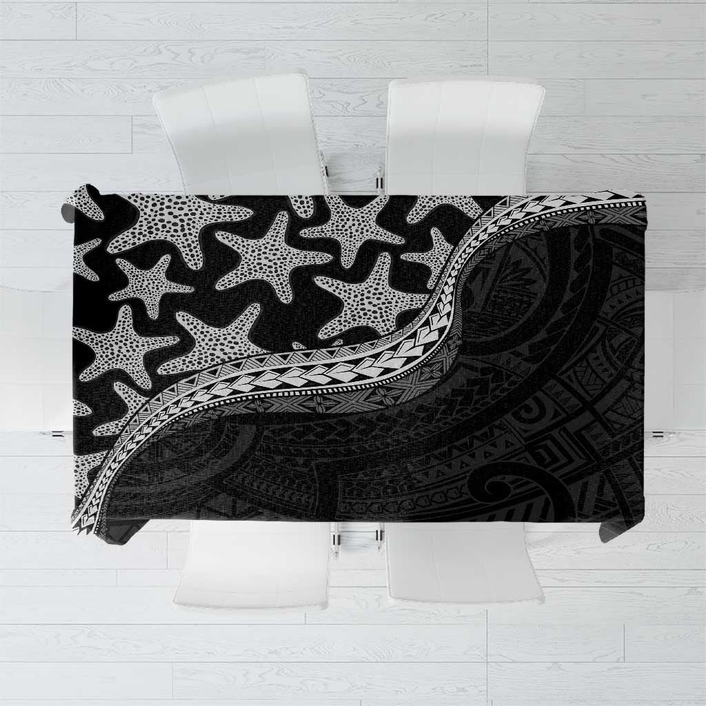Monotone Polynesian Starfish Unique Pattern Tablecloth LT01 Black - Polynesian Pride