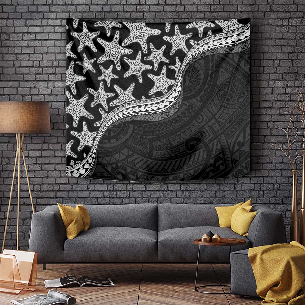 Monotone Polynesian Starfish Unique Pattern Tapestry LT01 Black - Polynesian Pride