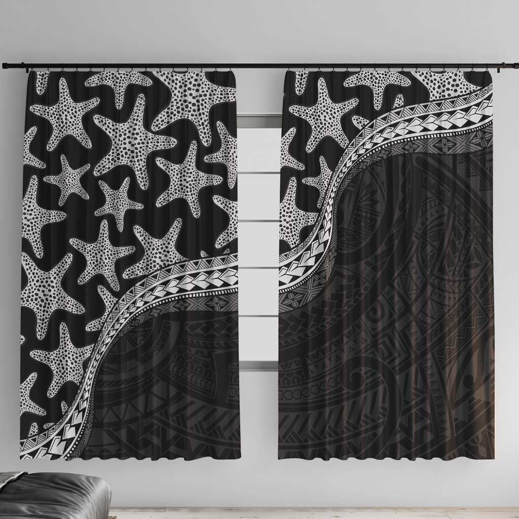 Monotone Polynesian Starfish Unique Pattern Window Curtain