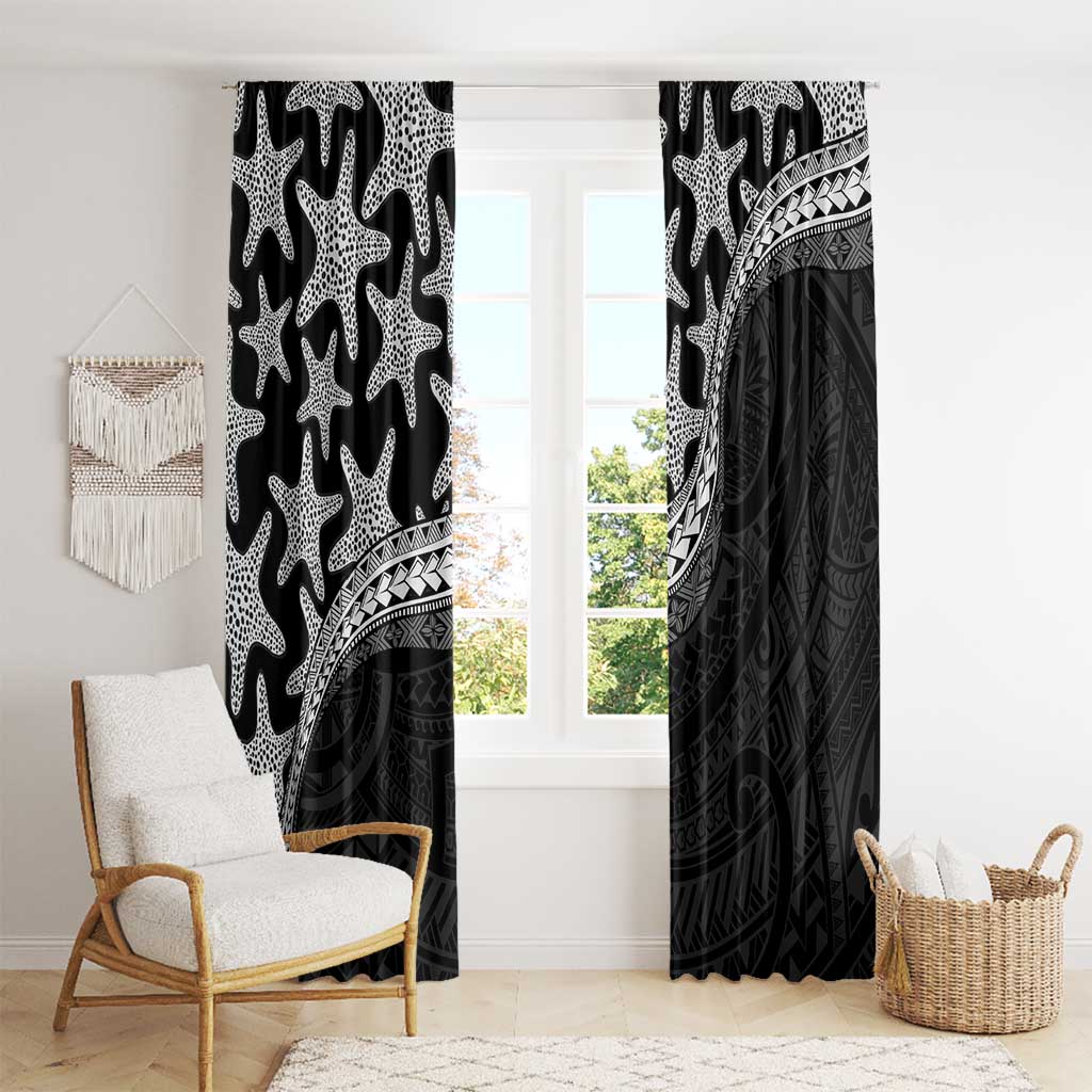 Monotone Polynesian Starfish Unique Pattern Window Curtain