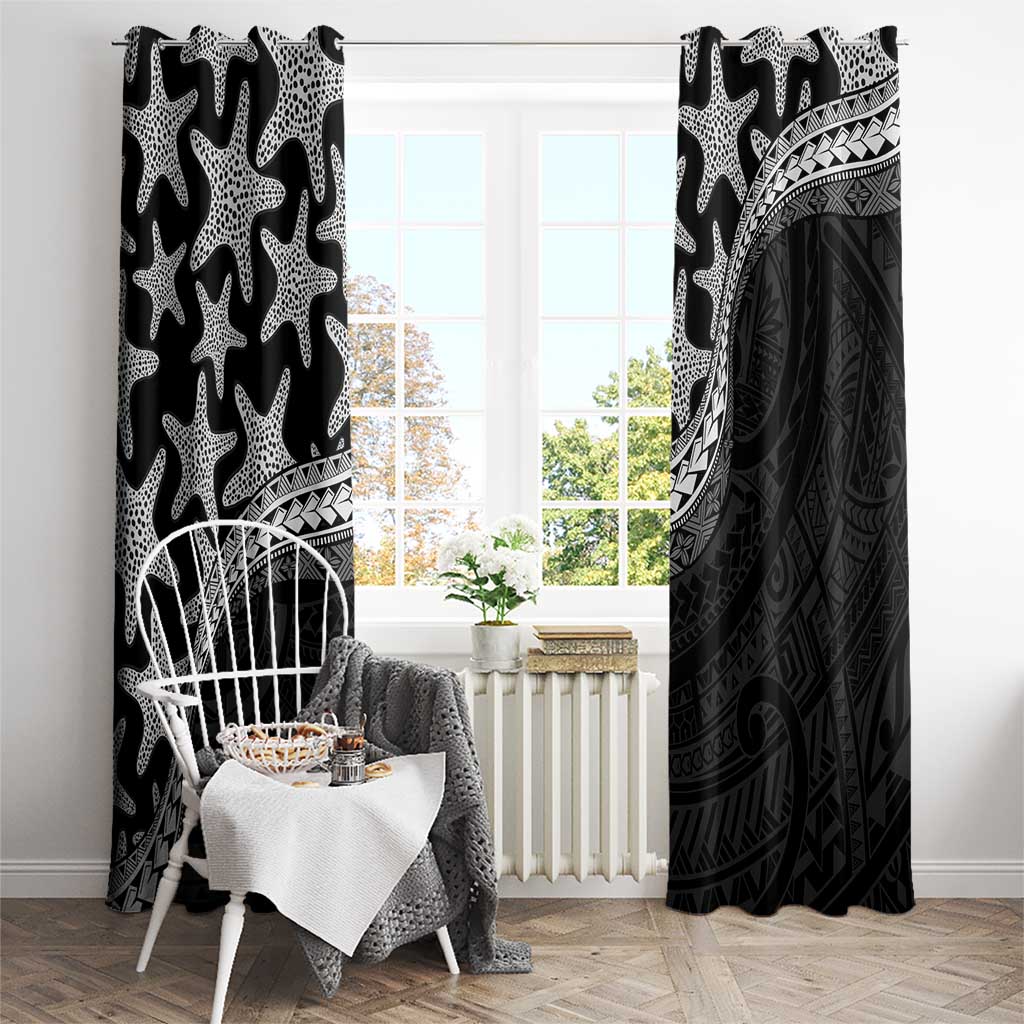 Monotone Polynesian Starfish Unique Pattern Window Curtain