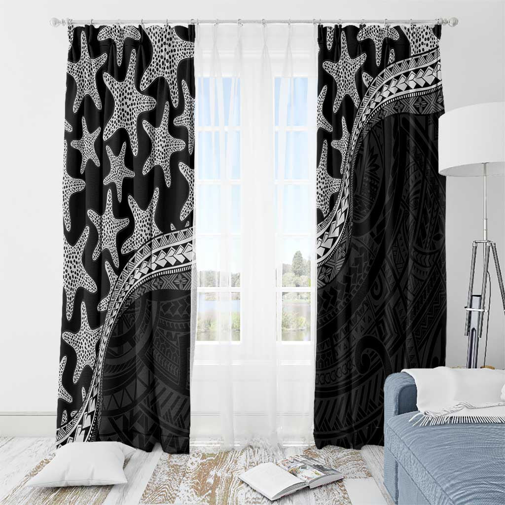 Monotone Polynesian Starfish Unique Pattern Window Curtain