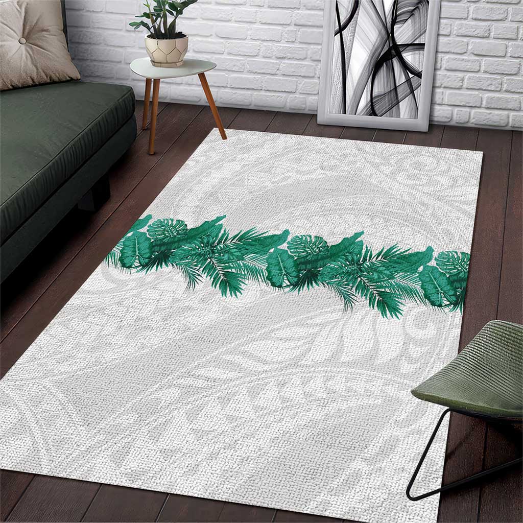 Hawaii Tropical Leaves Area Rug Polynesian Pattern