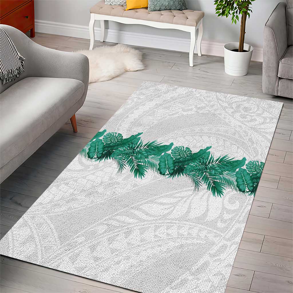 Hawaii Tropical Leaves Area Rug Polynesian Pattern