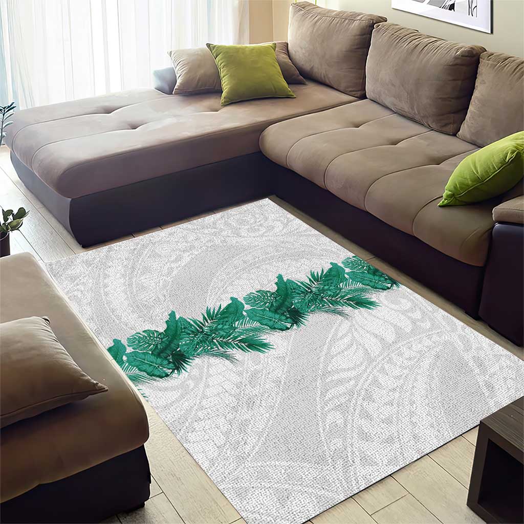 Hawaii Tropical Leaves Area Rug Polynesian Pattern