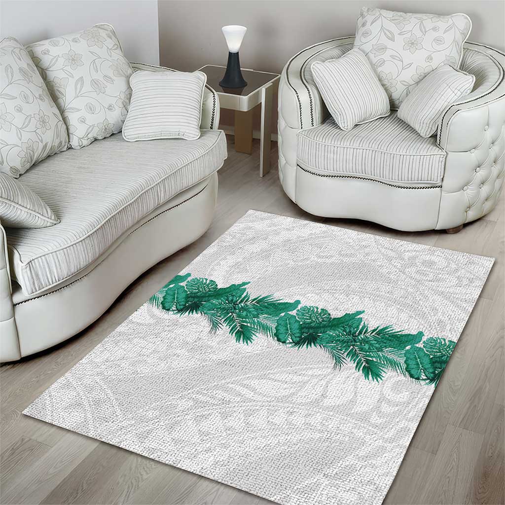 Hawaii Tropical Leaves Area Rug Polynesian Pattern