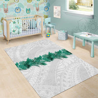 Hawaii Tropical Leaves Area Rug Polynesian Pattern