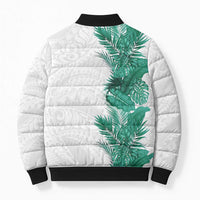 Hawaii Tropical Leaves Bomber Puffer Jacket Polynesian Pattern