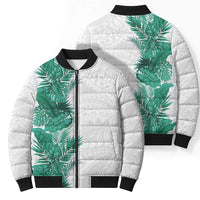 Hawaii Tropical Leaves Bomber Puffer Jacket Polynesian Pattern