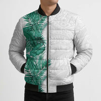 Hawaii Tropical Leaves Bomber Puffer Jacket Polynesian Pattern