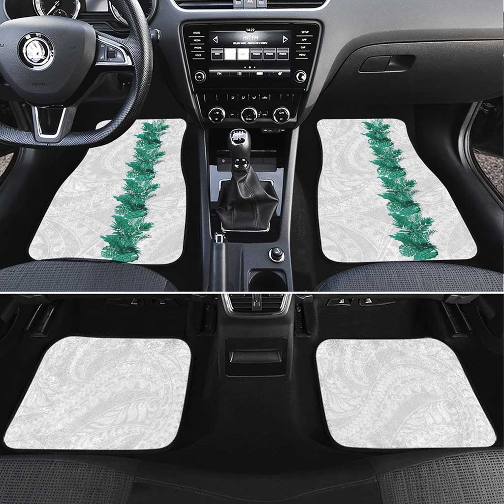 Hawaii Tropical Leaves Car Mats Polynesian Pattern LT01 Set 4pcs White - Polynesian Pride