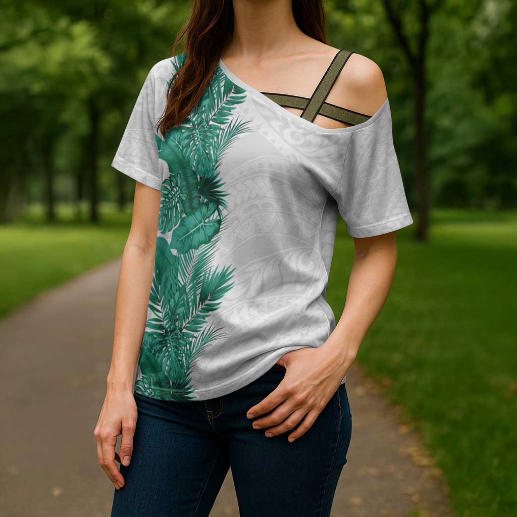 Hawaii Tropical Leaves Cross Shoulder Shirt Polynesian Pattern LT01 - Polynesian Pride