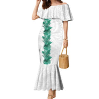 Hawaii Tropical Leaves Family Matching Mermaid Dress and Hawaiian Shirt Polynesian Pattern LT01 Mom's Dress White - Polynesian Pride