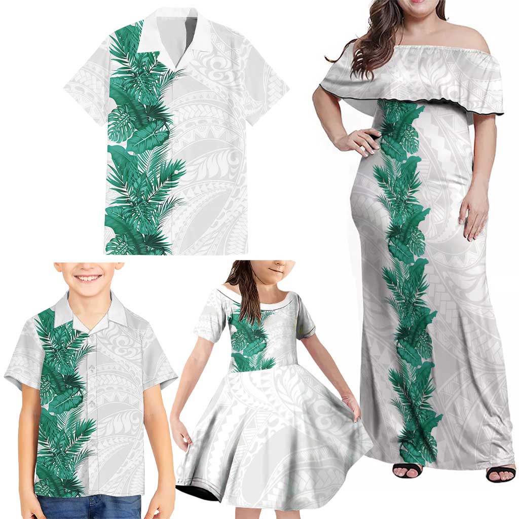 Hawaii Tropical Leaves Family Matching Off Shoulder Maxi Dress and Hawaiian Shirt Polynesian Pattern LT01 - Polynesian Pride