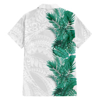 Hawaii Tropical Leaves Family Matching Off Shoulder Short Dress and Hawaiian Shirt Polynesian Pattern
