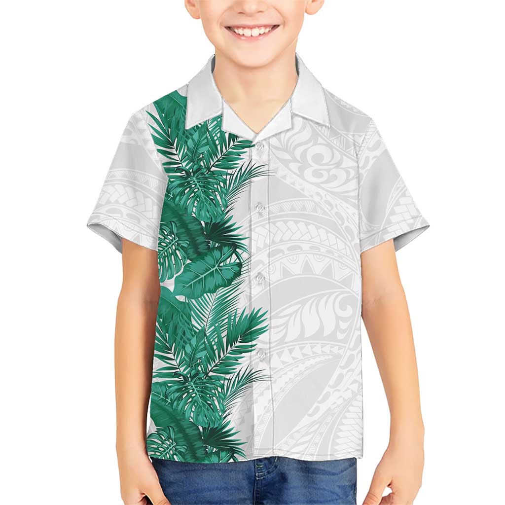 Hawaii Tropical Leaves Family Matching Short Sleeve Bodycon Dress and Hawaiian Shirt Polynesian Pattern LT01 Son's Shirt White - Polynesian Pride