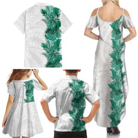Hawaii Tropical Leaves Family Matching Summer Maxi Dress and Hawaiian Shirt Polynesian Pattern