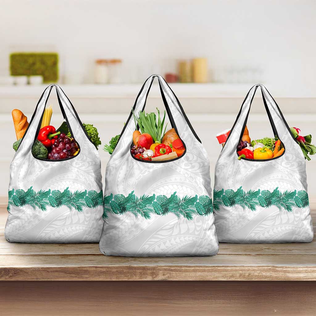 Hawaii Tropical Leaves Grocery Bag Polynesian Pattern