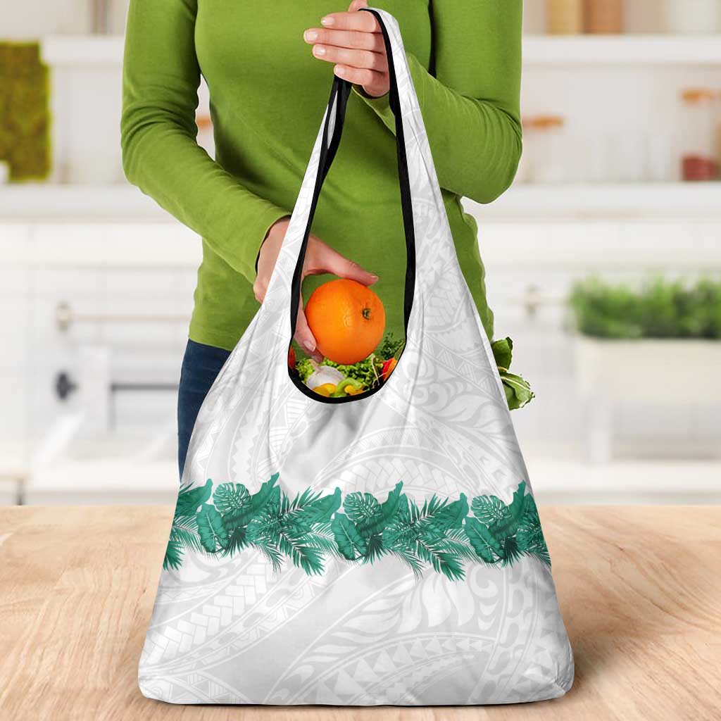 Hawaii Tropical Leaves Grocery Bag Polynesian Pattern