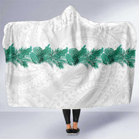 Hawaii Tropical Leaves Hooded Blanket Polynesian Pattern LT01 One Size White - Polynesian Pride