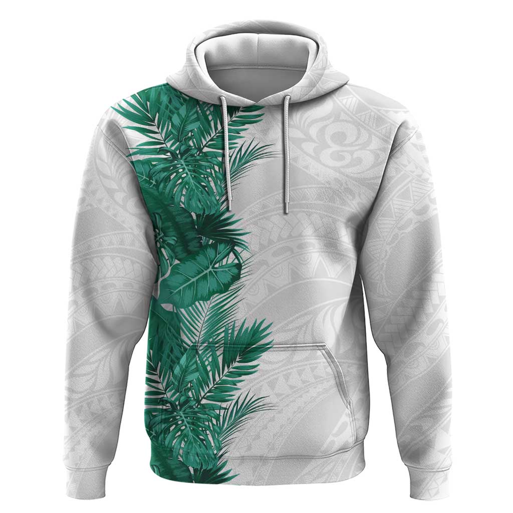 Hawaii Tropical Leaves Hoodie Polynesian Pattern LT01 Pullover Hoodie White - Polynesian Pride