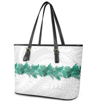 Hawaii Tropical Leaves Leather Tote Bag Polynesian Pattern