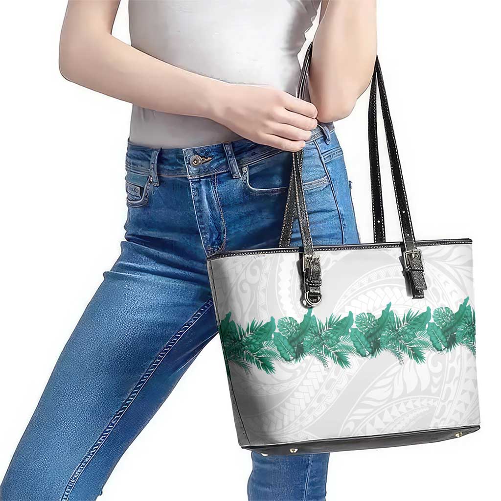 Hawaii Tropical Leaves Leather Tote Bag Polynesian Pattern