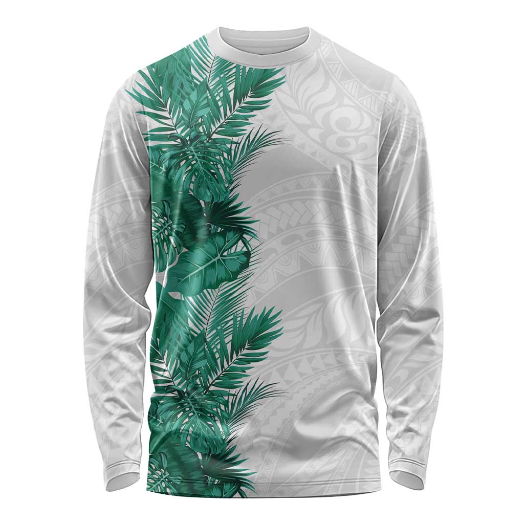 Hawaii Tropical Leaves Long Sleeve Shirt Polynesian Pattern