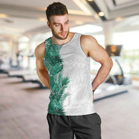 Hawaii Tropical Leaves Men Tank Top Polynesian Pattern LT01 White - Polynesian Pride