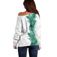 Hawaii Tropical Leaves Off Shoulder Sweater Polynesian Pattern LT01 - Polynesian Pride