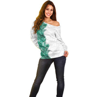 Hawaii Tropical Leaves Off Shoulder Sweater Polynesian Pattern LT01 - Polynesian Pride
