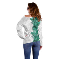 Hawaii Tropical Leaves Off Shoulder Sweater Polynesian Pattern LT01 - Polynesian Pride