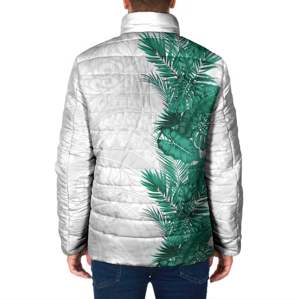 Hawaii Tropical Leaves Padded Jacket Polynesian Pattern