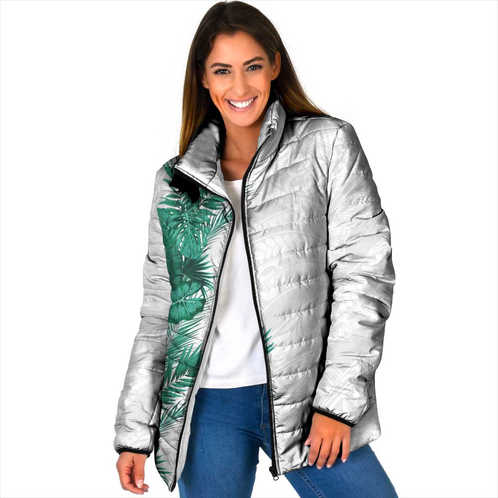 Hawaii Tropical Leaves Padded Jacket Polynesian Pattern